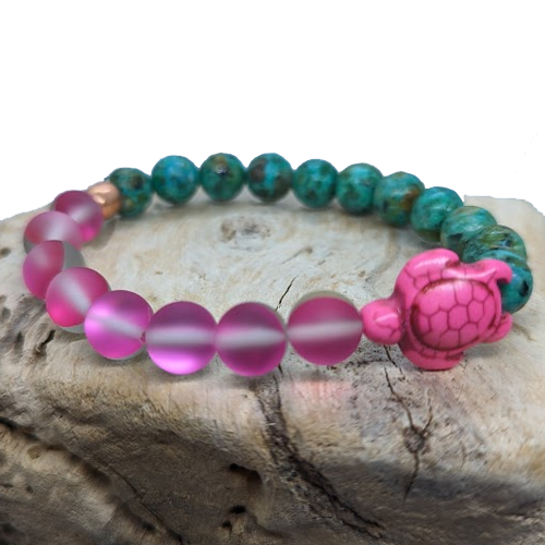 African Turquoise, Pink Mermaid, Pink Howlite Turtle, Copper