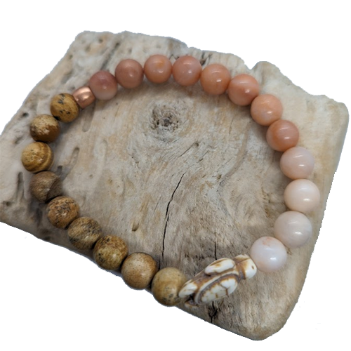 Aventurine, Jasper, Howlite Turtle, Copper Spacer (8mm Beaded Bracelet)