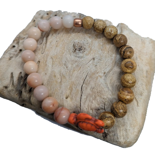 Aventurine, Jasper, Orange Howlite Turtle, Copper Spacer (8mm Beaded Bracelet)